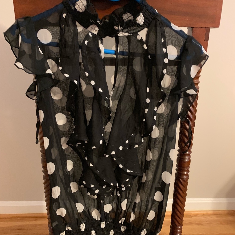 Black and white see-through blouse